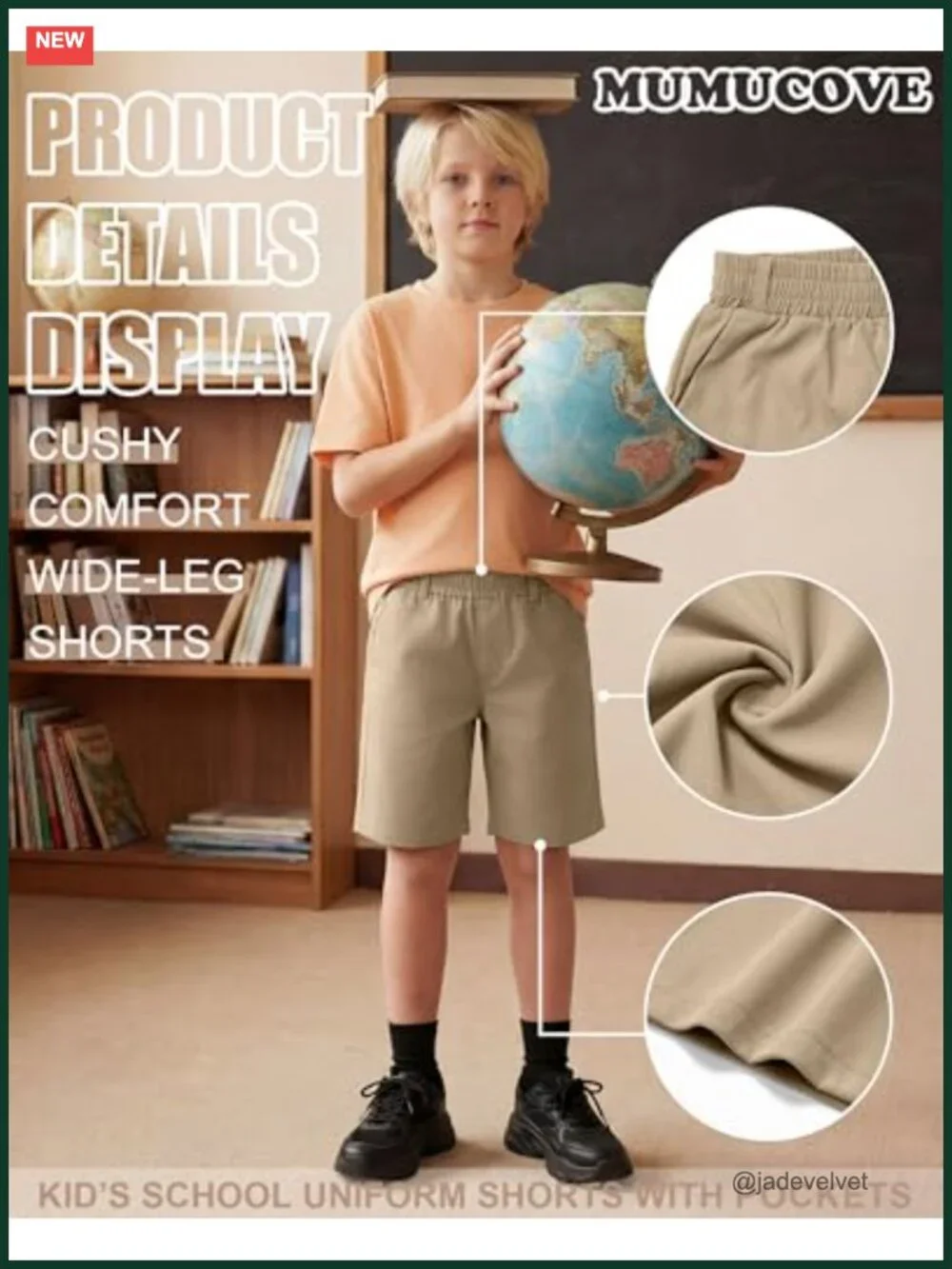 5 Pack Boys' School Uniform Shorts Elastic Waist Flat Front with Pockets Summer